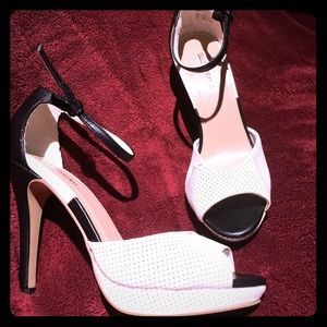 New Colour block peep toe heels